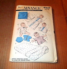 ADVANCE PATTERN 8218 ~ LAYETTE SHEETS BLANKET ROBE SACQUE *PARTIALLY CUT