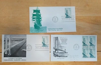 1964 NY VERRAZANO-NARROWS BRIDGE 1ST DAY ISSUE. 3 COMMEMORATIVE ENVELOPES - Image 1 of 4