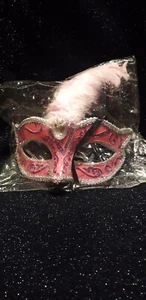 Fancy Half Face Mask in Pink and Silver Glitter - Picture 1 of 1