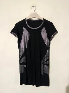 BALENCIAGA Dress T-Shirt 38 Black Metallic Purple Abstract - Picture 1 of 17