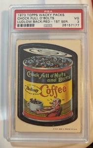 Topps 1973 Wacky Packages Series 1 Rare RED LUDLOW Chock Full O’Bolts PSA 3 - Picture 1 of 2