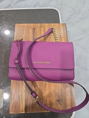 Michael Kors Jet Set Travel 3 In 1 Crossbody Bag Wristlet Clutch Pomegranate  - image 1 of 4