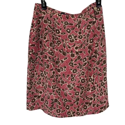 Falda envolvente floral marrón rosa seda Charter Club para mujer 10’s Foto 1 de 4