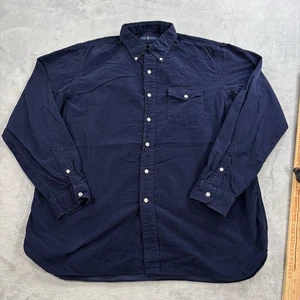 Ralph Lauren Button Down Corduroy Shirt Mens XL Blue Long Sleeve Front Pocket - Picture 1 of 9