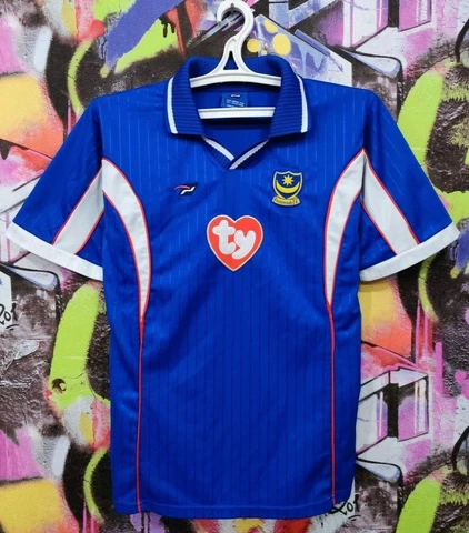 Portsmouth FC 2002 2003 Home Football Shirt Soccer Jersey Jako Top Mens size S Cover