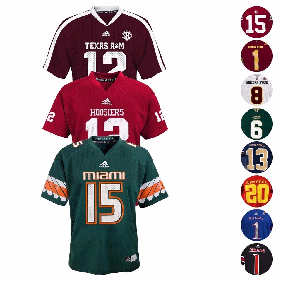 NCAA Official Home Away Alt Football Replica Jersey by Adidas & Gen 2 Youth S-XL - Image 1 of 1