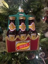 6 Pack Of Beer 🍺 BLOWN GLASS UNIQUE CHRISTMAS HOLIDAY ORNAMENT