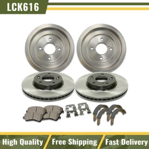 For 98-02 Honda Accord Front&Rear Premium Brake Rotor Ceramic Pad Drum Shoe 6PCS - Picture 1 of 8