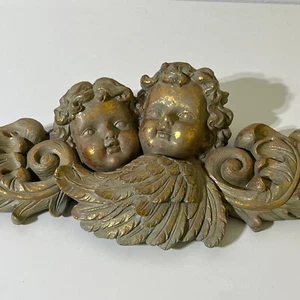 Piastra Fregio Angeli Vittoriani Cherubini Fregio Bisco 24" Riproduzione Antica - Foto 1 di 8