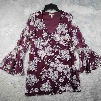 Speechless платье женщин маленький бордовый красный цветочный шифоновое с подкладкой длинный Bell рукав - Изображение 1 из 4