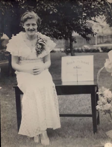 Vintage 1920's Photo Young Lady at High School Graduation with Diploma (PC-1-2)  - Picture 1 of 2