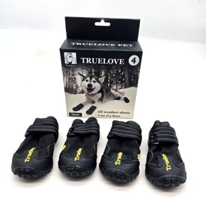 TrueLove Pet Black All Weather Dog Shoes Set Of 4 Size 4 New Open Box - Picture 1 of 5