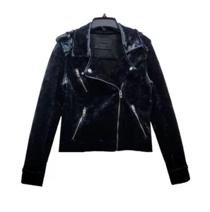 ⭐BLANKNYC NYC Size XS Women's Shinny velvet PARTY Moto Jacket Grey side zip New - Picture 1 of 7