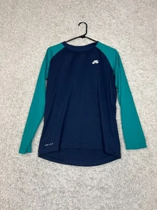 Nike SB Raglan T Shirt Tee Boys XL Blue Caual Skateboarding Logo Dri Fit - Picture 1 of 8