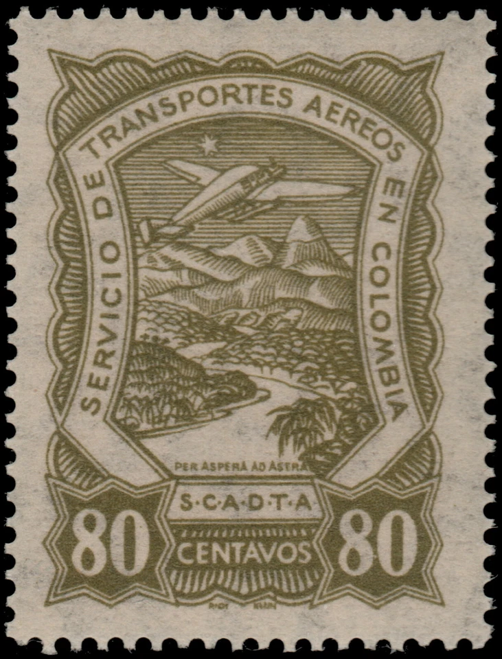 ✔️ COLÔMBIA SCADTA 1928 - AVIÃO SOBRE O RIO - SC. C46 ** MNH [1SCDT44] - Imagem 1 de 1