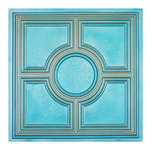 Pressed Tin Ceiling Tile, Embossed wall panels for Groggery PL37 Cyan gold 10pcs - Picture 1 of 20