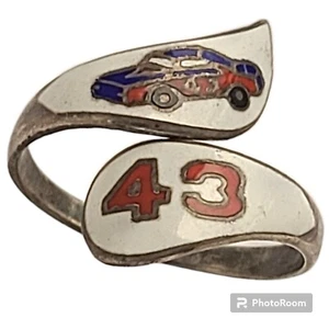 Vintage NASCAR Sterling Silver Enamel Car Racing Ring Size7 - Picture 1 of 5