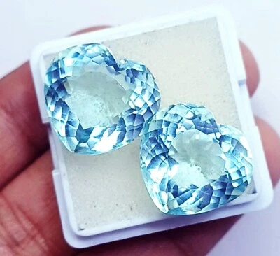 海蓝宝石散装宝石一对 9 至 10 克拉认证心形切割 H243 — 第 1/4 张图片