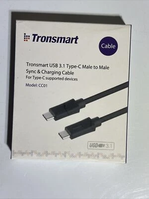 Cable de sincronización y carga Tronsmart USB 3.1 tipo C macho a macho (longitud: 1 m/3,3 pies) Foto 1 de 2