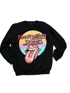 The Rolling Stones Womens Black Sweater Tongue Rock Retro Long Sleeve Size Small - Picture 1 of 6