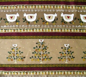 Partridge in a Pear Tree Quilt Fabric BTY Tan Stripe Christmas Kim Schaefer - Picture 1 of 6