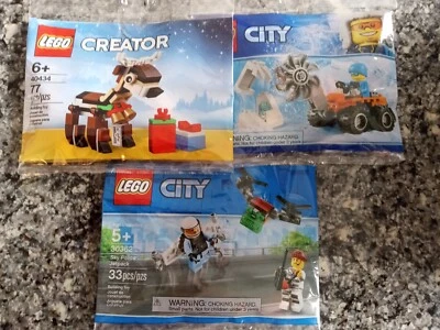 LEGO City/Creator Polybag Lot of 3 Set #30360 Arctic #30362 Sky Police & #30474 - Image 1 of 4