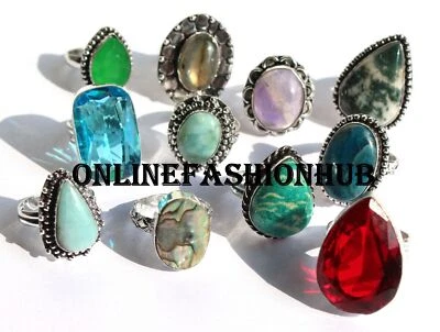 Lovely Rose Quartz & Mix Gemstone 925 Sterling Silver Plated Wholesale Lot Rings - Image 1 of 3