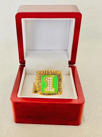 1989 Miami Hurricanes NCAA 18k GP Brass Championship Ring W Box, US SHIP Cover