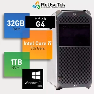 Stacja robocza HP Z4 G4 Intel i7-7800X 32GB RAM 1TB NVMe SSD AMD Radeon Pro WX 3100 - Zdjęcie 1 z 14