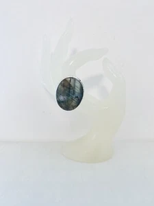 Labradorite & Silver Plated Ring UK Size R US Size 9 Gemstone Jewellery - Picture 1 of 4