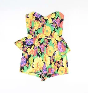River Island Womens Yellow Cotton Blend Shorts One-Piece Size 6 Zip - Picture 1 of 12