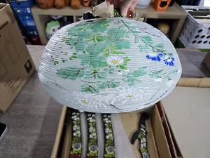 Vintage Traditional Japanese Hanging Paper Lantern/Light/Lamp, Floral Pattern - Picture 1 of 24