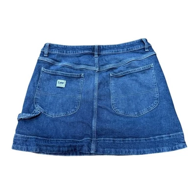 Lee Carpenter 裙子 10 M 码女式蓝色牛仔锤圈复古迷你弹力 — 第 1/4 张图片