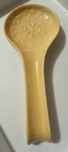 Made In Italy Mustard Yellow Floral Stoneware Stovetop Spoon Rest. New No Box - Picture 1 of 6