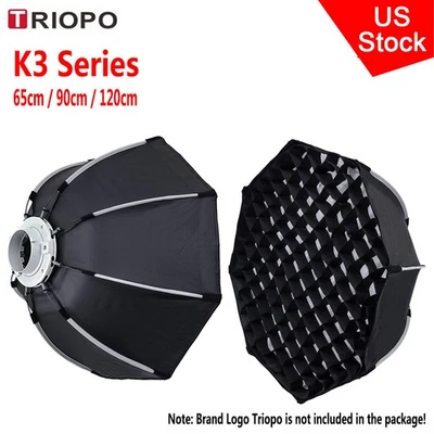 US TRIOPO K3 Series 65/90/120cm One-Step Install Octagon Umbrella Grid Softbox - Image 1 of 4