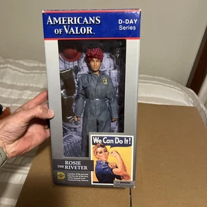 Americans of Valor: D-DAY Series Rosie the Riveter 11” Doll~Vintage Rare, NRFB - Picture 1 of 16