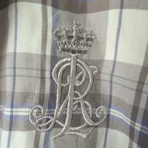 Camisa Ralph Lauren Para Mujer Cresta Corona Logo Cuadros Blanca Marrón Abotonada Talla M - Imagen 1 de 6