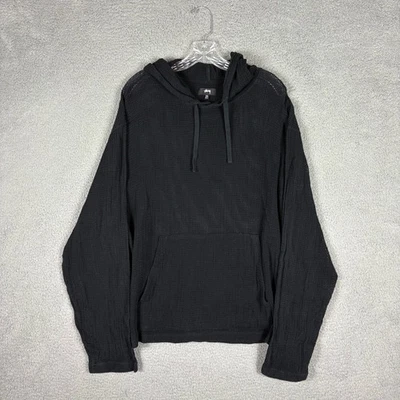 Stussy Mesh Hoodie Men’s 2XL Black Pullover Fishnet Pockets Hip Hop Street Wear - Image 1 of 4