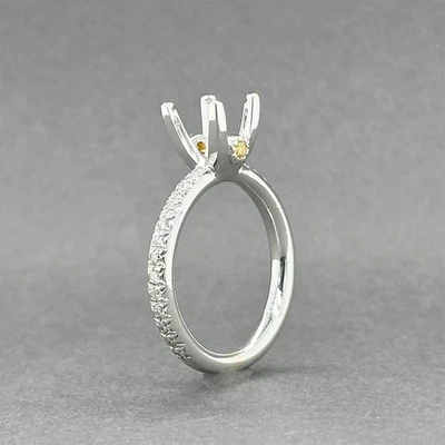 Estate 18K White Gold 0.35ctw H/SI1 & Yellow Diamond Engagement Ring Semi-Mount - Image 1 of 4