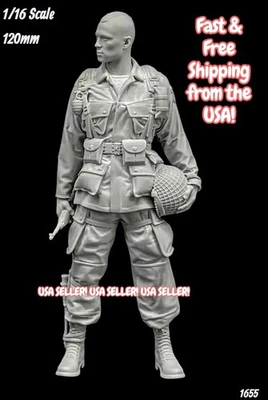 1/16 120mm Resin Figure US Airborne Trooper Standing w M1 Rifle Model Kit 1655 - Image 1 of 4