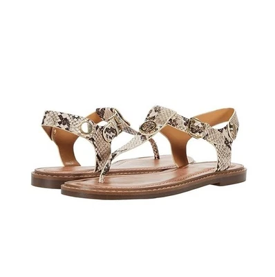 Tommy Hilfiger Womens 7 M Taupe Snake Print Thong Flat Sandals NIB SL9 - Image 1 of 4