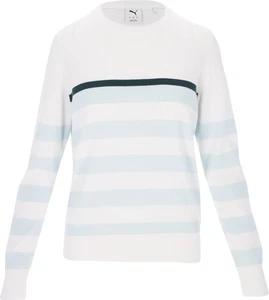 Puma Resort Stripe Sea Glass/White Glow Sweater Women - Picture 1 of 20