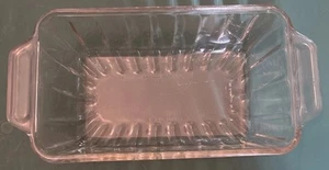 Anchor Hocking Clear Glass Ribbed Baking Dish Bread Pan Meat Loaf 9”x5” USA 2 Qt - Picture 1 of 8