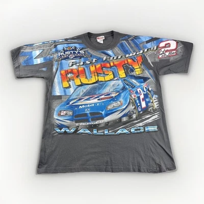 Camisa Auténtica De Colección Rusty Wallace Chase Para Hombres XL Gris Estampado Completo Y2K AOP Foto 1 de 4