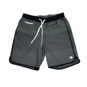 Vuori Banks Shorts Herren mittelgrau gestreift Trail elastischer Bund Kordelzug - Bild 1 von 10