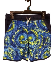 Lands End Boys youth Swim Trunks Electric Blue Burst M - Picture 1 of 3