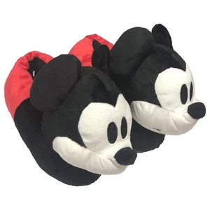 Disney Mens Plush Black & Red Mickey Mouse Slippers House Shoes 10-13 - Picture 1 of 1