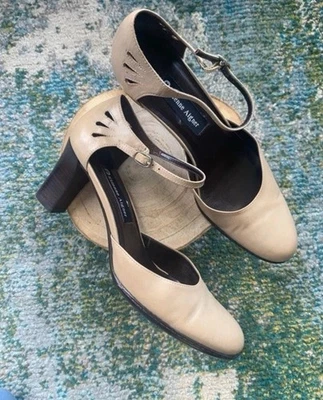 Vintage 90s Eitenne Aigner Vow tan leather ankle strap mary janes, size 8.5M - Image 1 of 4