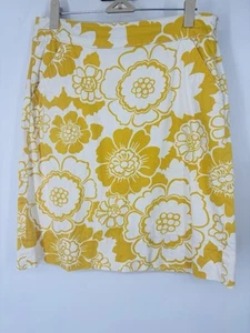 Boden Marigold Floral Side Zip A-Line Cotton Skirt Yellow White 4 Long - Picture 1 of 3