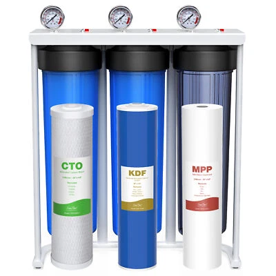 3-Stage Whole House Water Filter System Reduce Iron & Manganese TDS 150,000 gals - Image 1 of 4